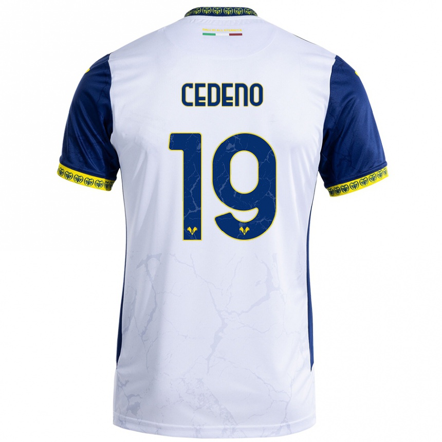 Hombre Fútbol Camiseta Lineth Cedeno #19 Blanco Azul 2ª Equipación 2024/25 Perú