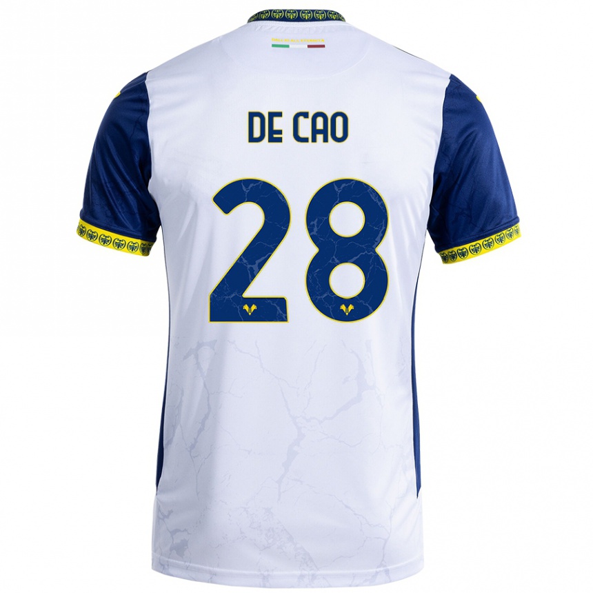 Hombre Fútbol Camiseta Elena De Cao #28 Blanco Azul 2ª Equipación 2024/25 Perú