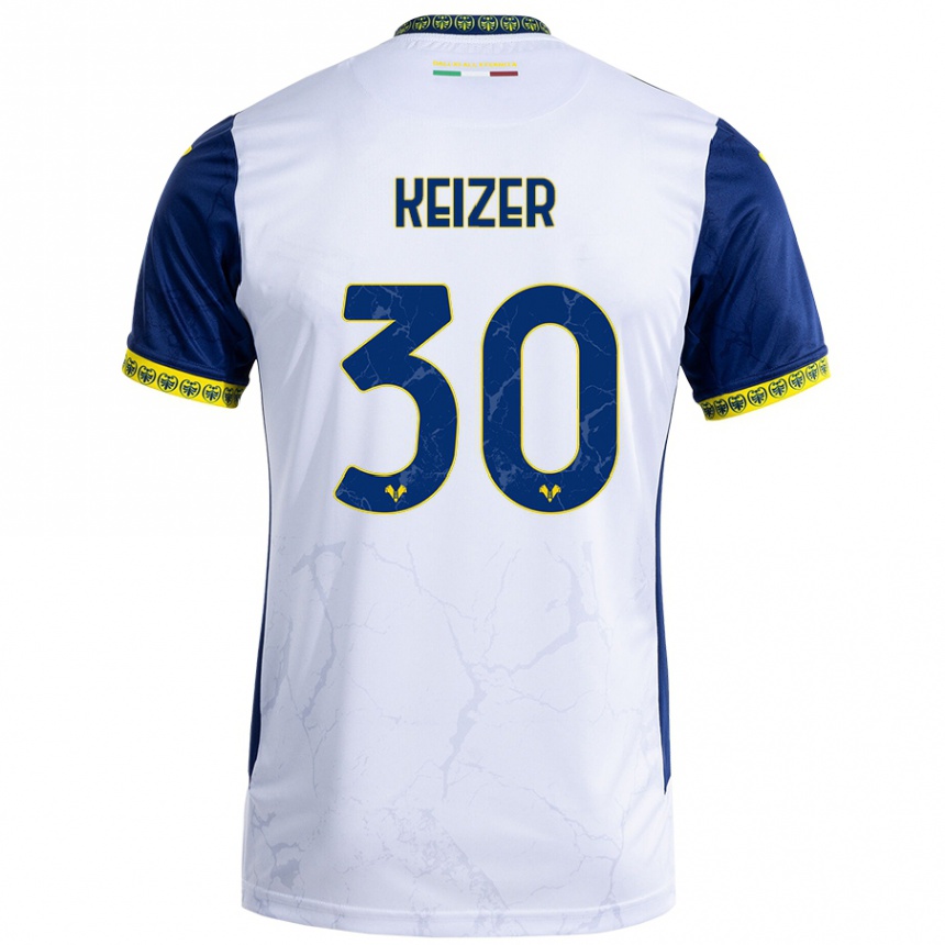 Hombre Fútbol Camiseta Fanny Keizer #30 Blanco Azul 2ª Equipación 2024/25 Perú