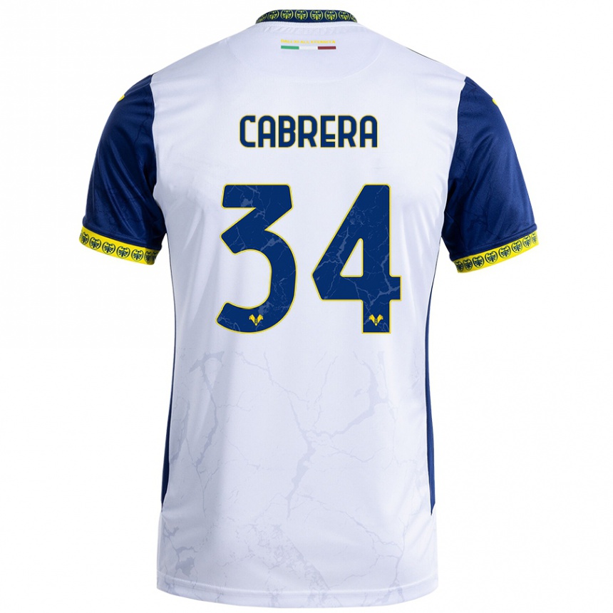 Hombre Fútbol Camiseta Ilena Cabrera #34 Blanco Azul 2ª Equipación 2024/25 Perú