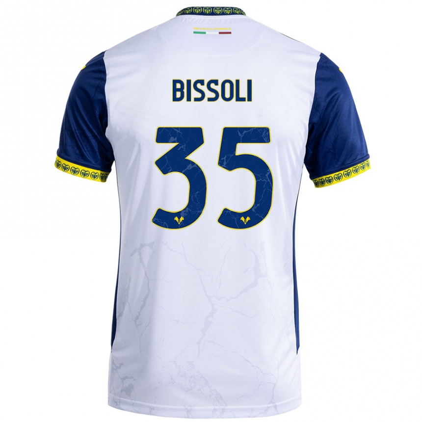 Hombre Fútbol Camiseta Noemí Bissoli #35 Blanco Azul 2ª Equipación 2024/25 Perú