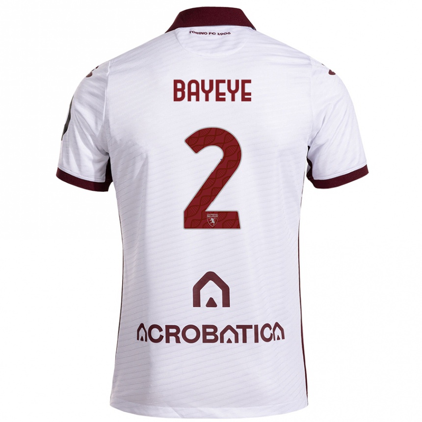 Hombre Fútbol Camiseta Brian Bayeye #2 Blanco Granate 2ª Equipación 2024/25 Perú