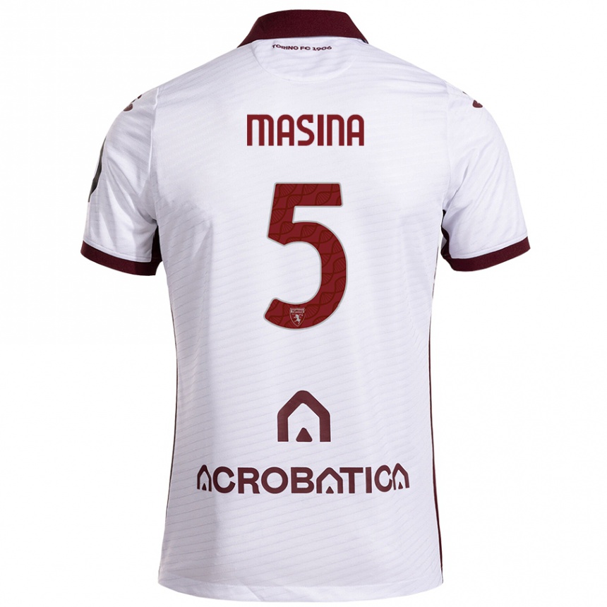 Hombre Fútbol Camiseta Adam Masina #5 Blanco Granate 2ª Equipación 2024/25 Perú