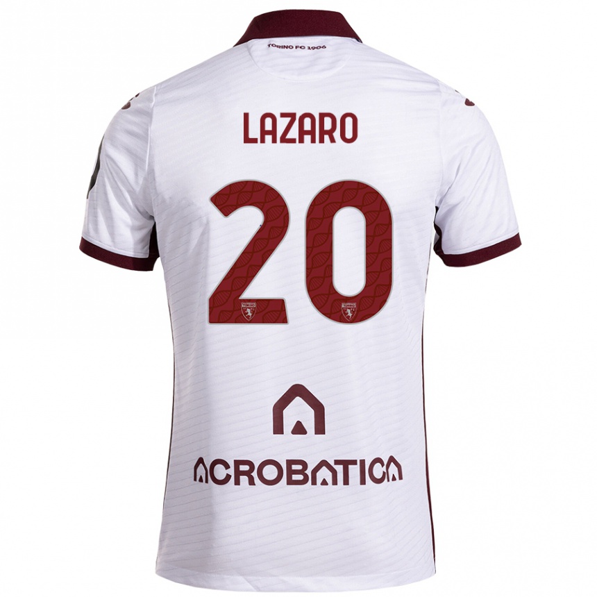 Hombre Fútbol Camiseta Valentino Lazaro #20 Blanco Granate 2ª Equipación 2024/25 Perú