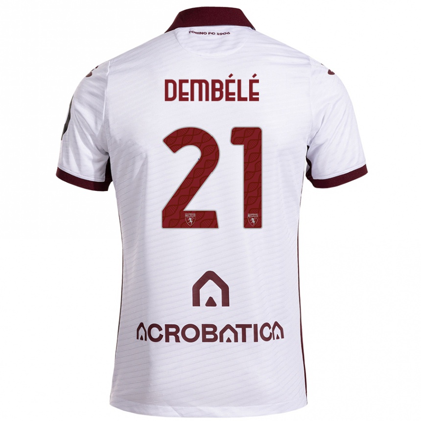 Hombre Fútbol Camiseta Ali Dembélé #21 Blanco Granate 2ª Equipación 2024/25 Perú