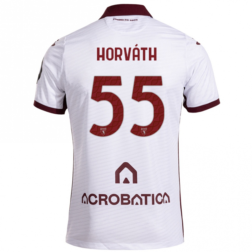 Hombre Fútbol Camiseta Krisztofer Horváth #55 Blanco Granate 2ª Equipación 2024/25 Perú