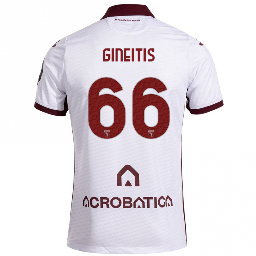 Hombre Fútbol Camiseta Gvidas Gineitis #66 Blanco Granate 2ª Equipación 2024/25 Perú