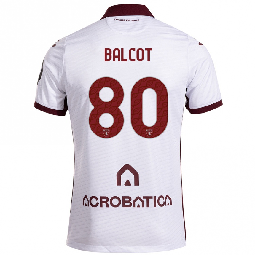 Hombre Fútbol Camiseta Côme Bianay Balcot #80 Blanco Granate 2ª Equipación 2024/25 Perú