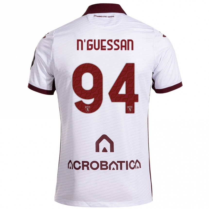 Hombre Fútbol Camiseta Ange Caumenan N'guessan #94 Blanco Granate 2ª Equipación 2024/25 Perú