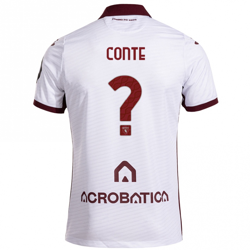 Hombre Fútbol Camiseta Gioele Conte #0 Blanco Granate 2ª Equipación 2024/25 Perú