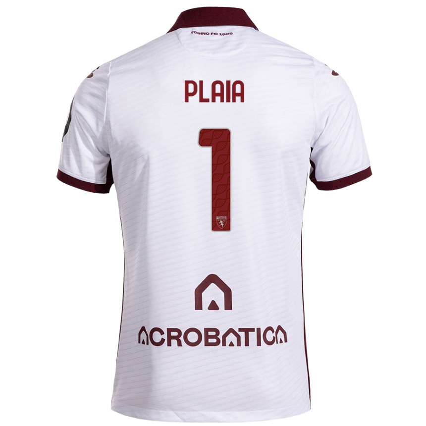 Hombre Fútbol Camiseta Francesco Plaia #1 Blanco Granate 2ª Equipación 2024/25 Perú