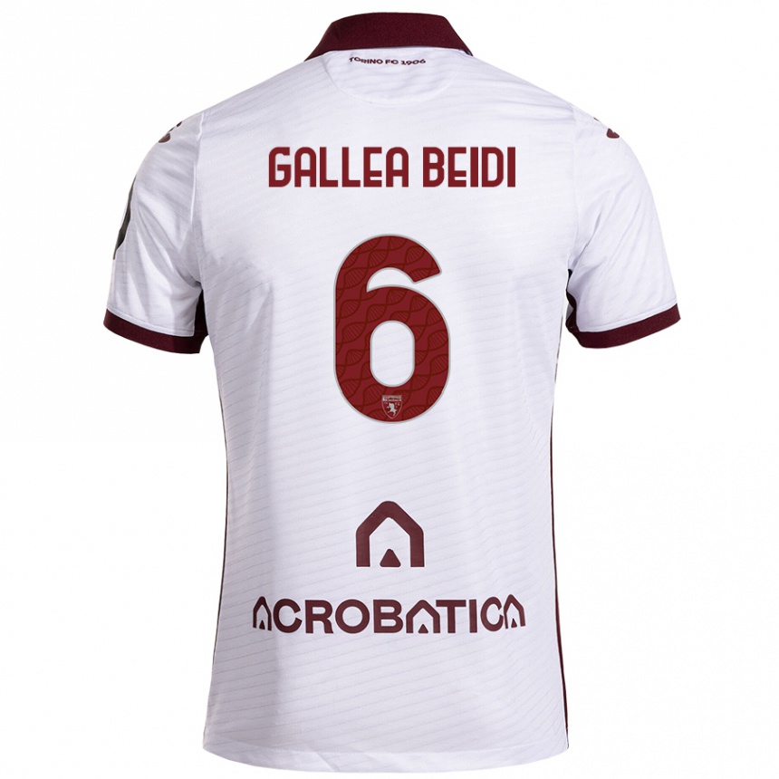 Hombre Fútbol Camiseta Francesco Gallea Beidi #6 Blanco Granate 2ª Equipación 2024/25 Perú