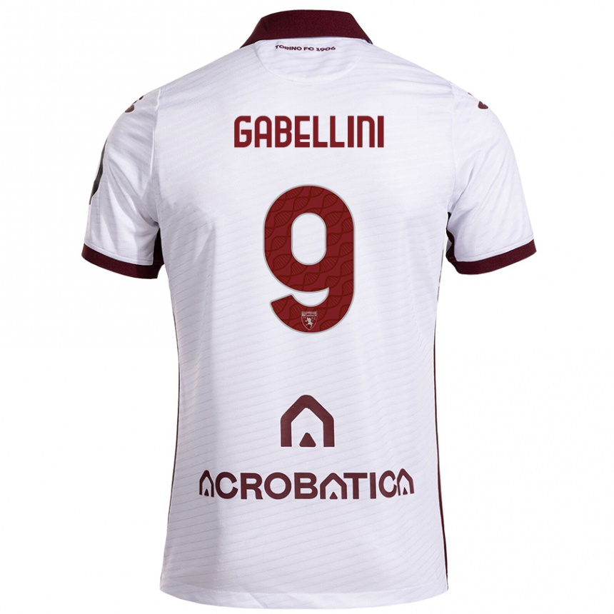 Hombre Fútbol Camiseta Tommaso Gabellini #9 Blanco Granate 2ª Equipación 2024/25 Perú