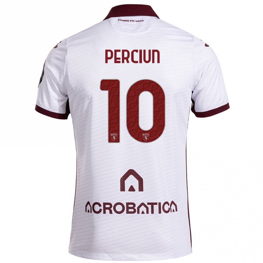 Hombre Fútbol Camiseta Sergiu Perciun #10 Blanco Granate 2ª Equipación 2024/25 Perú