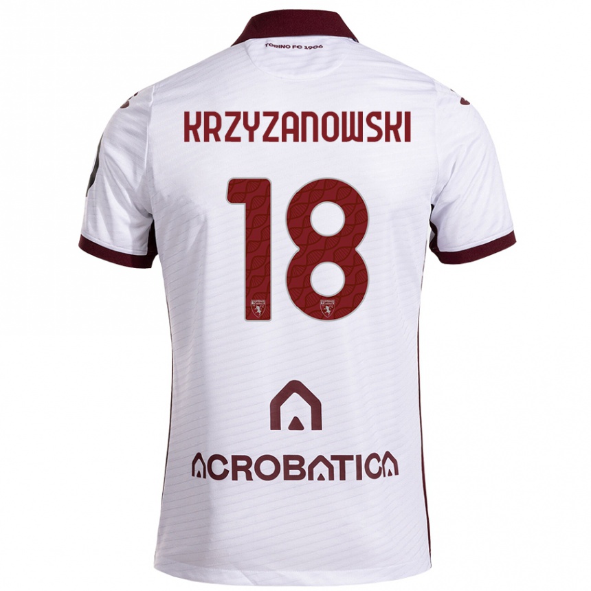 Hombre Fútbol Camiseta Jakub Krzyzanowski #18 Blanco Granate 2ª Equipación 2024/25 Perú