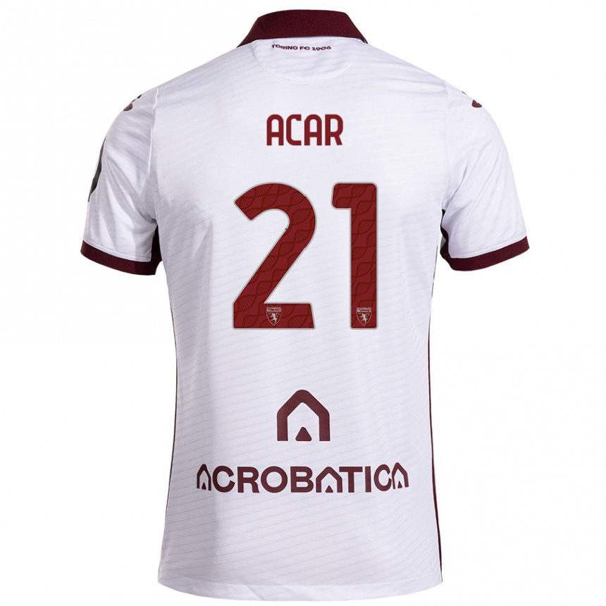 Hombre Fútbol Camiseta Emirhan Acar #21 Blanco Granate 2ª Equipación 2024/25 Perú