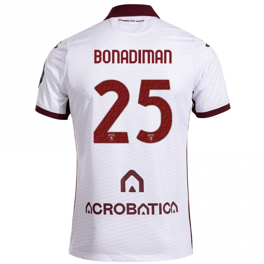 Hombre Fútbol Camiseta Matteo Bonadiman #25 Blanco Granate 2ª Equipación 2024/25 Perú