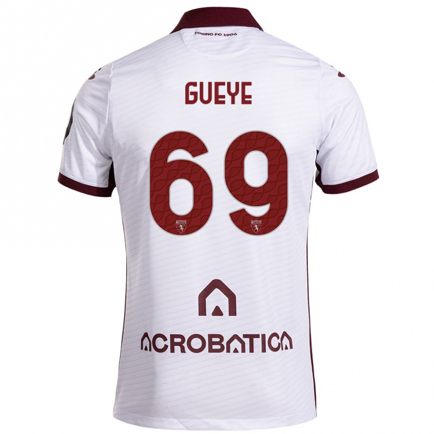 Hombre Fútbol Camiseta Ousmane Gueye #69 Blanco Granate 2ª Equipación 2024/25 Perú