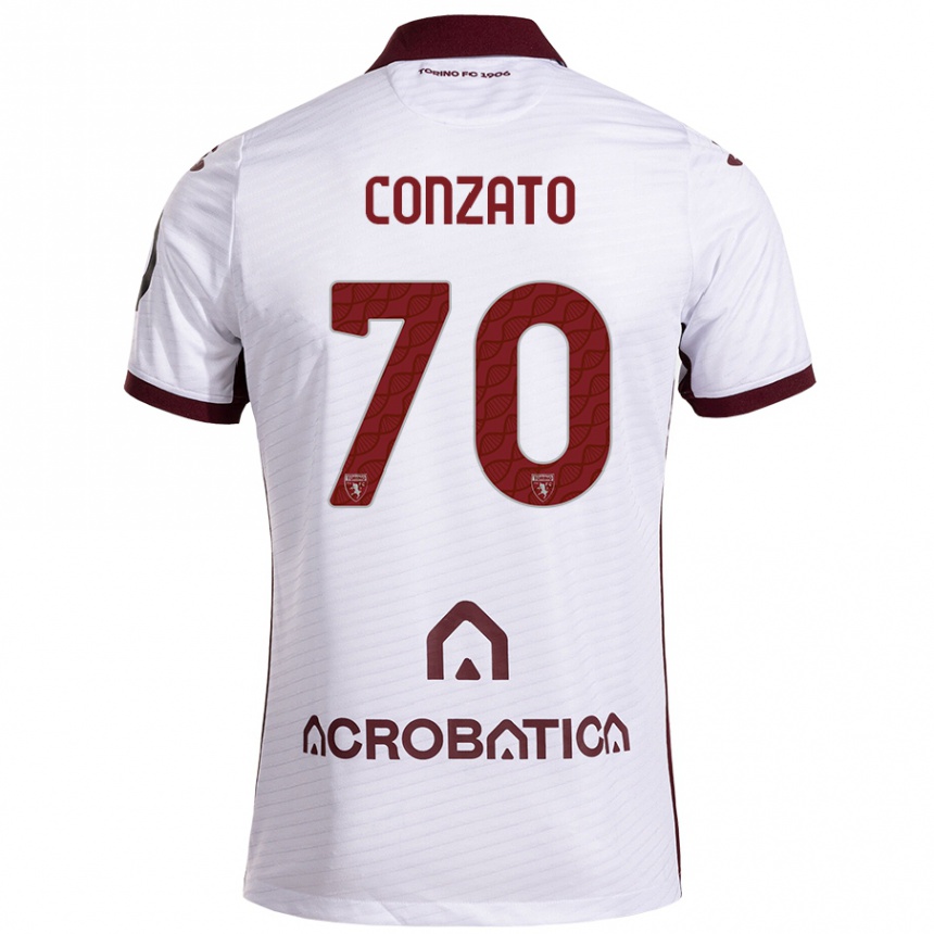 Hombre Fútbol Camiseta Filippo Conzato #70 Blanco Granate 2ª Equipación 2024/25 Perú