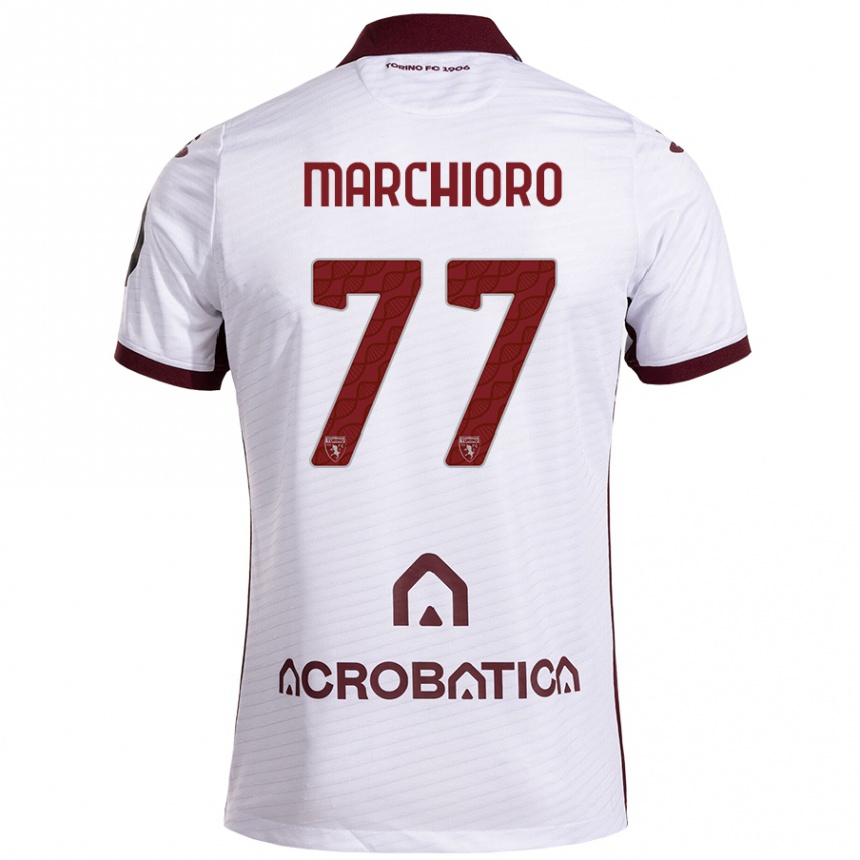 Hombre Fútbol Camiseta Raffaele Marchioro #77 Blanco Granate 2ª Equipación 2024/25 Perú