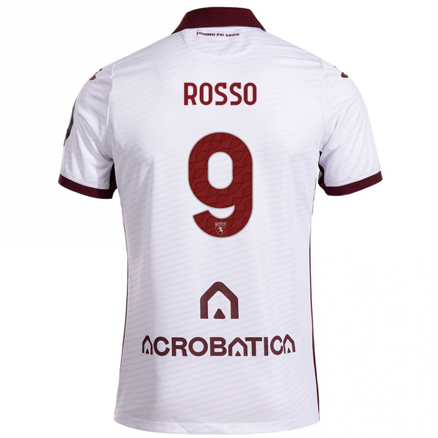 Hombre Fútbol Camiseta Eleonora Rosso #9 Blanco Granate 2ª Equipación 2024/25 Perú