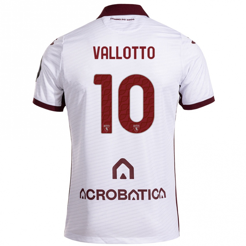 Hombre Fútbol Camiseta Greta Vallotto #10 Blanco Granate 2ª Equipación 2024/25 Perú