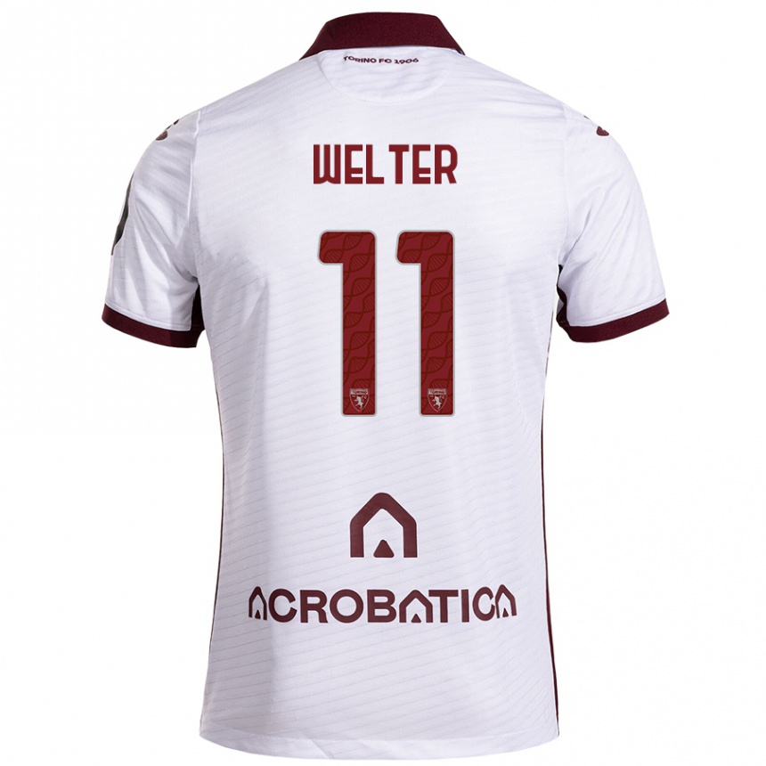 Hombre Fútbol Camiseta Francesca Welter #11 Blanco Granate 2ª Equipación 2024/25 Perú