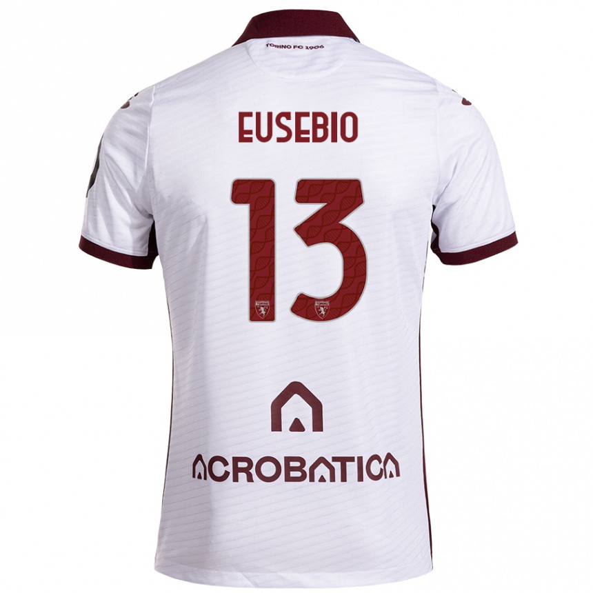 Hombre Fútbol Camiseta Chiara Eusebio #13 Blanco Granate 2ª Equipación 2024/25 Perú