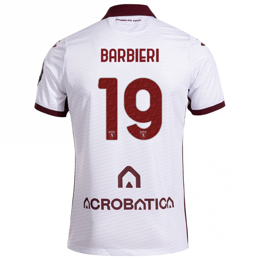 Hombre Fútbol Camiseta Raffaella Barbieri #19 Blanco Granate 2ª Equipación 2024/25 Perú