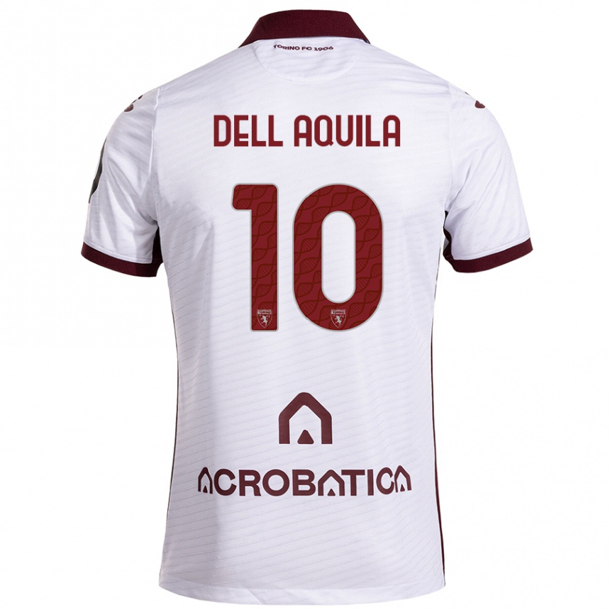 Hombre Fútbol Camiseta Francesco Dell'aquila #10 Blanco Granate 2ª Equipación 2024/25 Perú