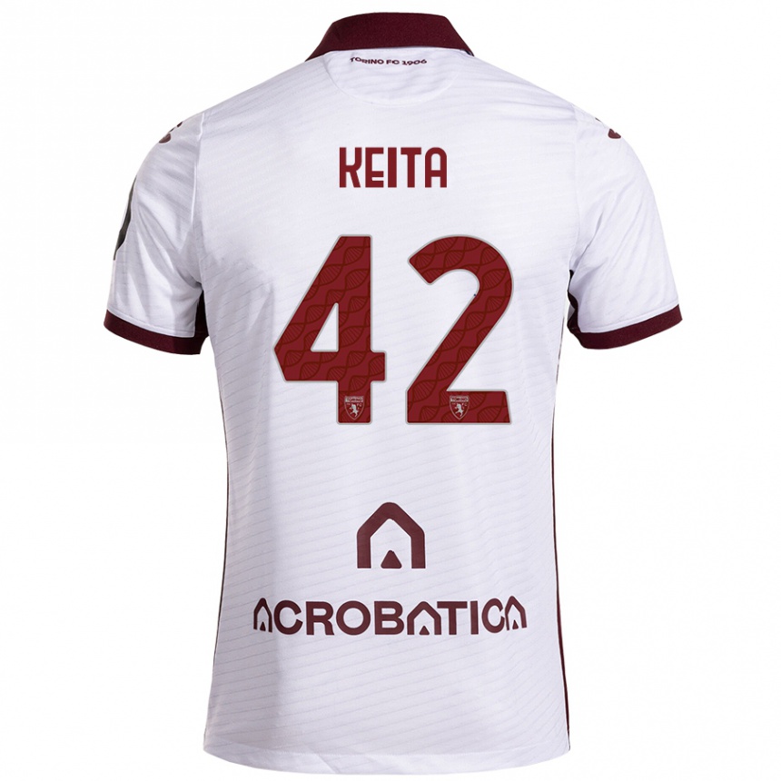 Hombre Fútbol Camiseta Karamoko Keita #42 Blanco Granate 2ª Equipación 2024/25 Perú