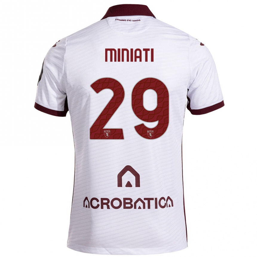 Hombre Fútbol Camiseta Elisa Miniati #29 Blanco Granate 2ª Equipación 2024/25 Perú