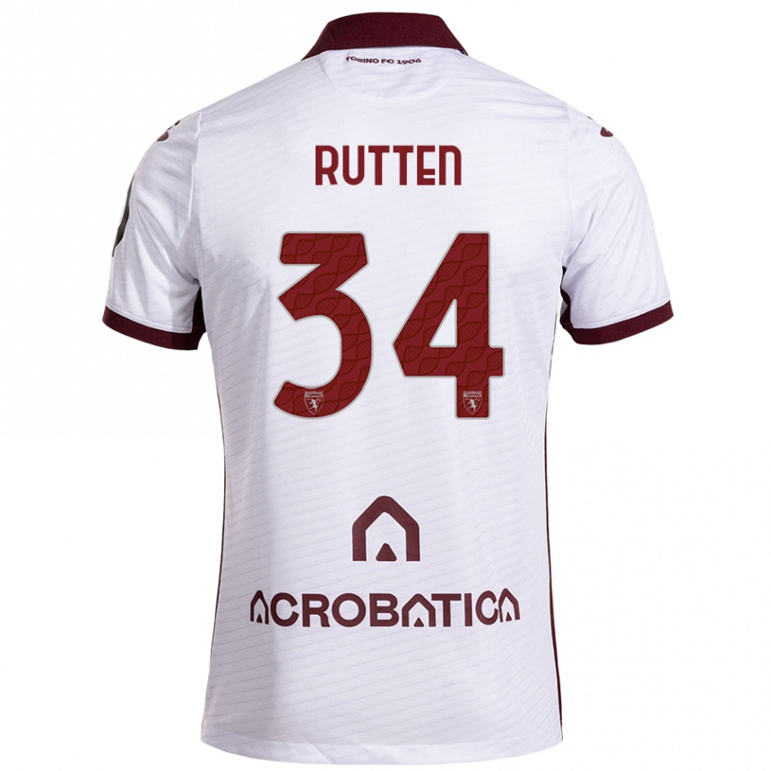 Hombre Fútbol Camiseta Jill Rutten #34 Blanco Granate 2ª Equipación 2024/25 Perú