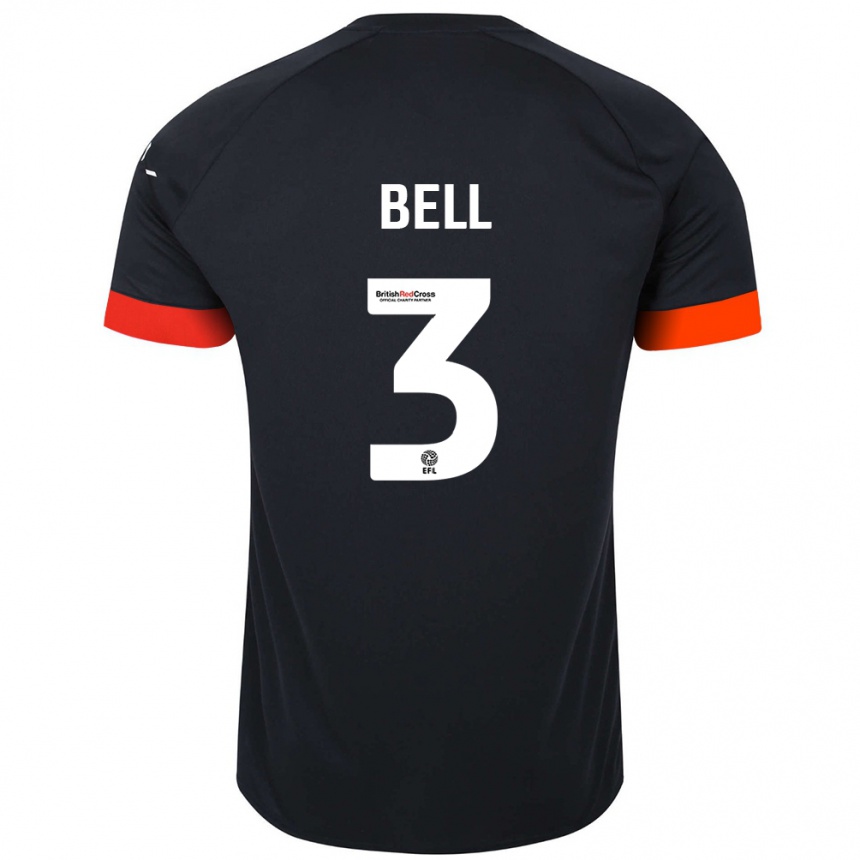 Hombre Fútbol Camiseta Amari'i Bell #3 Negro Naranja 2ª Equipación 2024/25 Perú