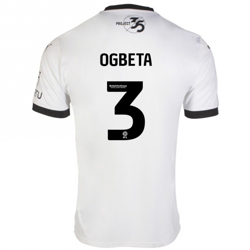 Hombre Fútbol Camiseta Nathanael Ogbeta #3 Blanco Negro 2ª Equipación 2024/25 Perú