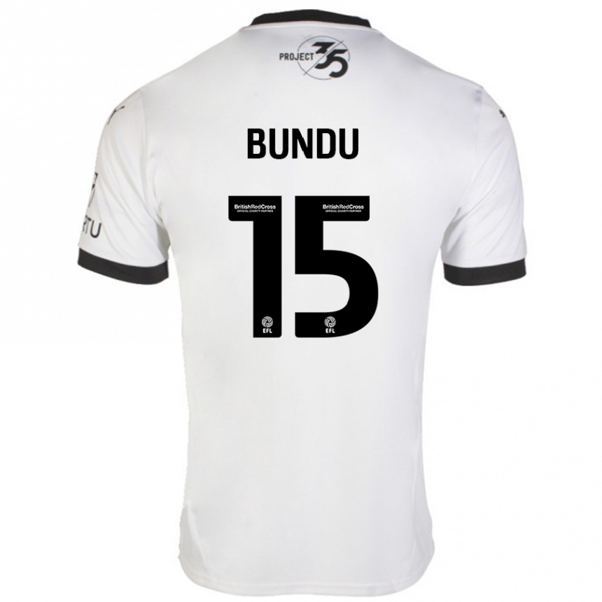 Hombre Fútbol Camiseta Mustapha Bundu #15 Blanco Negro 2ª Equipación 2024/25 Perú