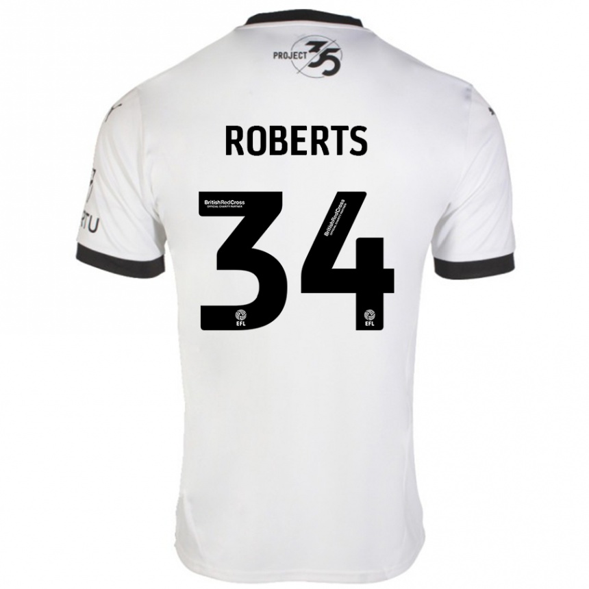 Hombre Fútbol Camiseta Caleb Roberts #34 Blanco Negro 2ª Equipación 2024/25 Perú