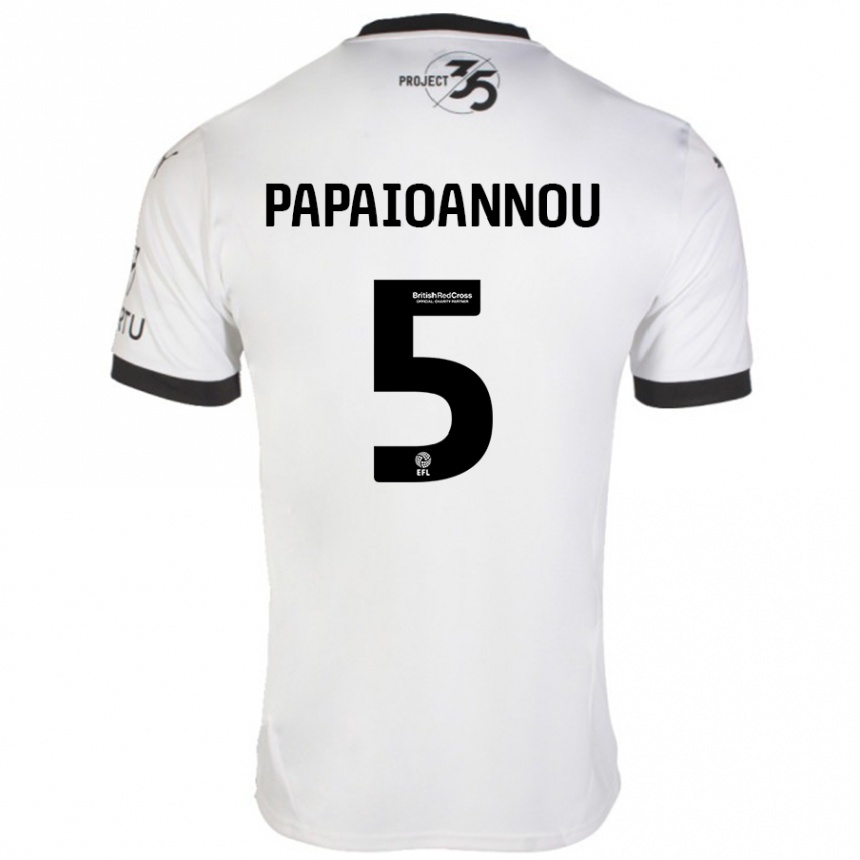 Hombre Fútbol Camiseta Panagiota Papaioannou #5 Blanco Negro 2ª Equipación 2024/25 Perú