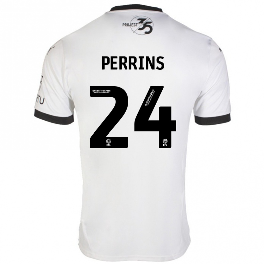 Hombre Fútbol Camiseta Grace Perrins #24 Blanco Negro 2ª Equipación 2024/25 Perú