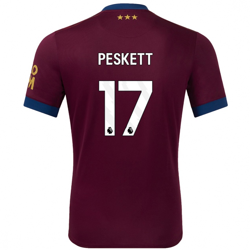 Hombre Fútbol Camiseta Sophie Peskett #17 Marrón 2ª Equipación 2024/25 Perú