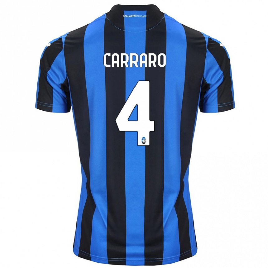 Mujer Fútbol Camiseta Marco Carraro #4 Azul Negro 1ª Equipación 2024/25 Perú