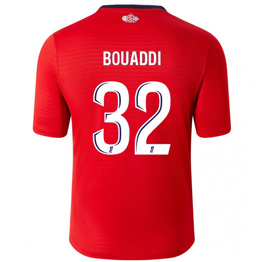 Mujer Fútbol Camiseta Ayyoub Bouaddi #32 Rojo Blanco 1ª Equipación 2024/25 Perú