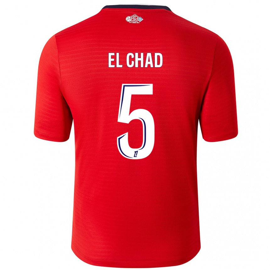 Mujer Fútbol Camiseta Nesryne El Chad #5 Rojo Blanco 1ª Equipación 2024/25 Perú