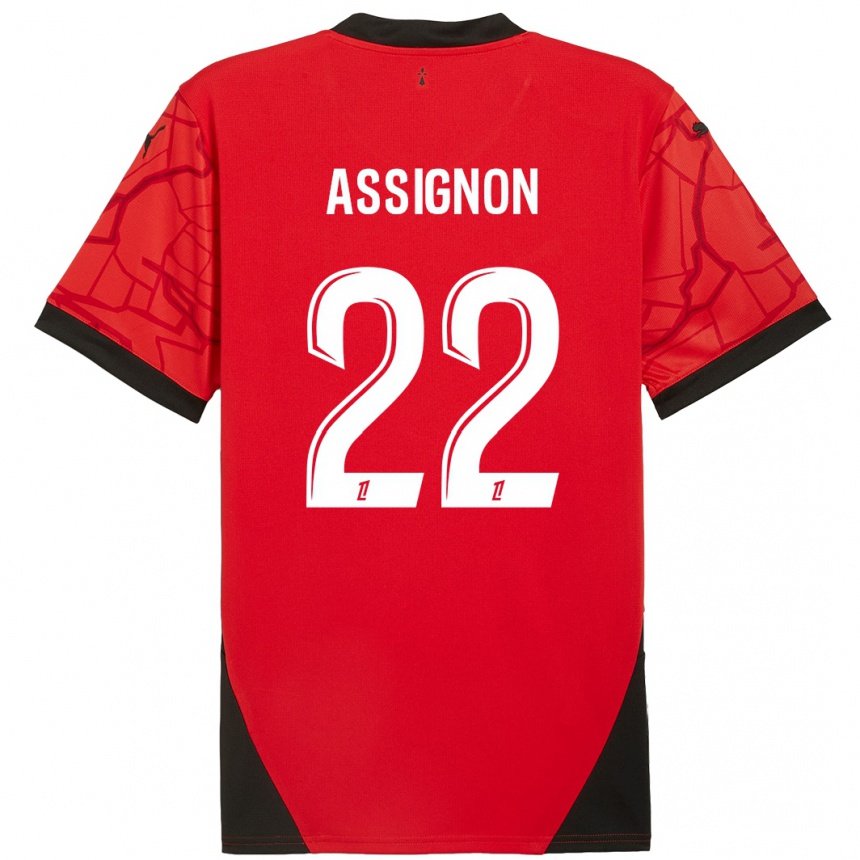 Mujer Fútbol Camiseta Lorenz Assignon #22 Rojo Negro 1ª Equipación 2024/25 Perú