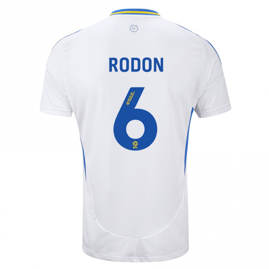 Mujer Fútbol Camiseta Joe Rodon #6 Blanco Azul 1ª Equipación 2024/25 Perú