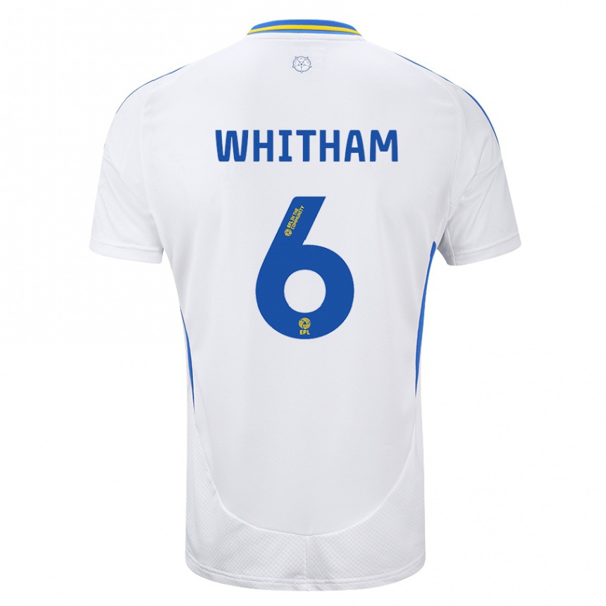 Mujer Fútbol Camiseta Danielle Whitham #6 Blanco Azul 1ª Equipación 2024/25 Perú