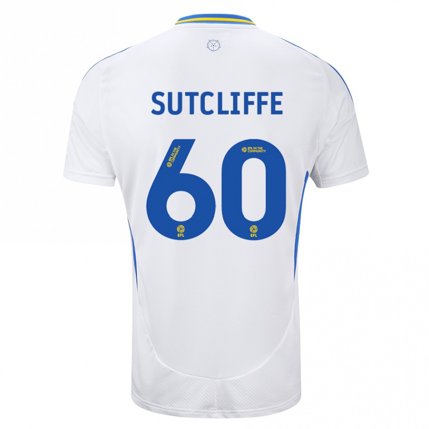 Mujer Fútbol Camiseta Harvey Sutcliffe #60 Blanco Azul 1ª Equipación 2024/25 Perú