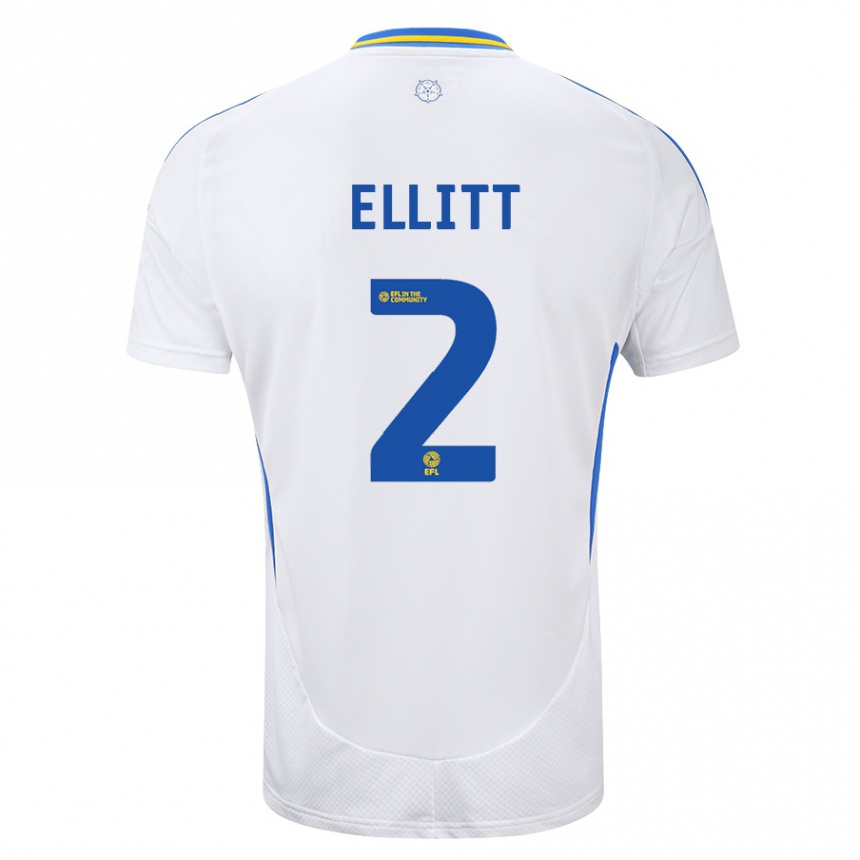 Mujer Fútbol Camiseta Izzy Ellitt #2 Blanco Azul 1ª Equipación 2024/25 Perú