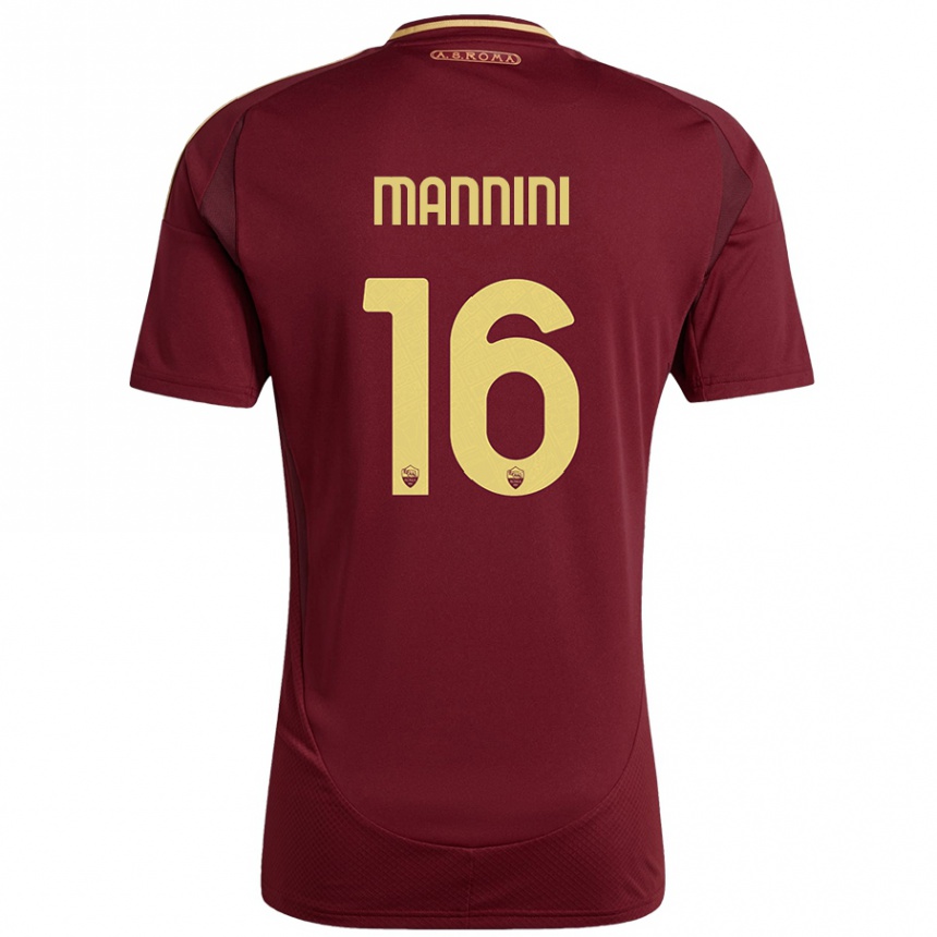 Mujer Fútbol Camiseta Mattia Mannini #16 Rojo Marrón Dorado 1ª Equipación 2024/25 Perú