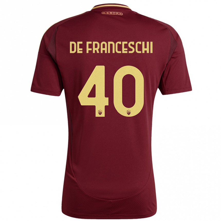 Mujer Fútbol Camiseta Leonardo De Franceschi #40 Rojo Marrón Dorado 1ª Equipación 2024/25 Perú